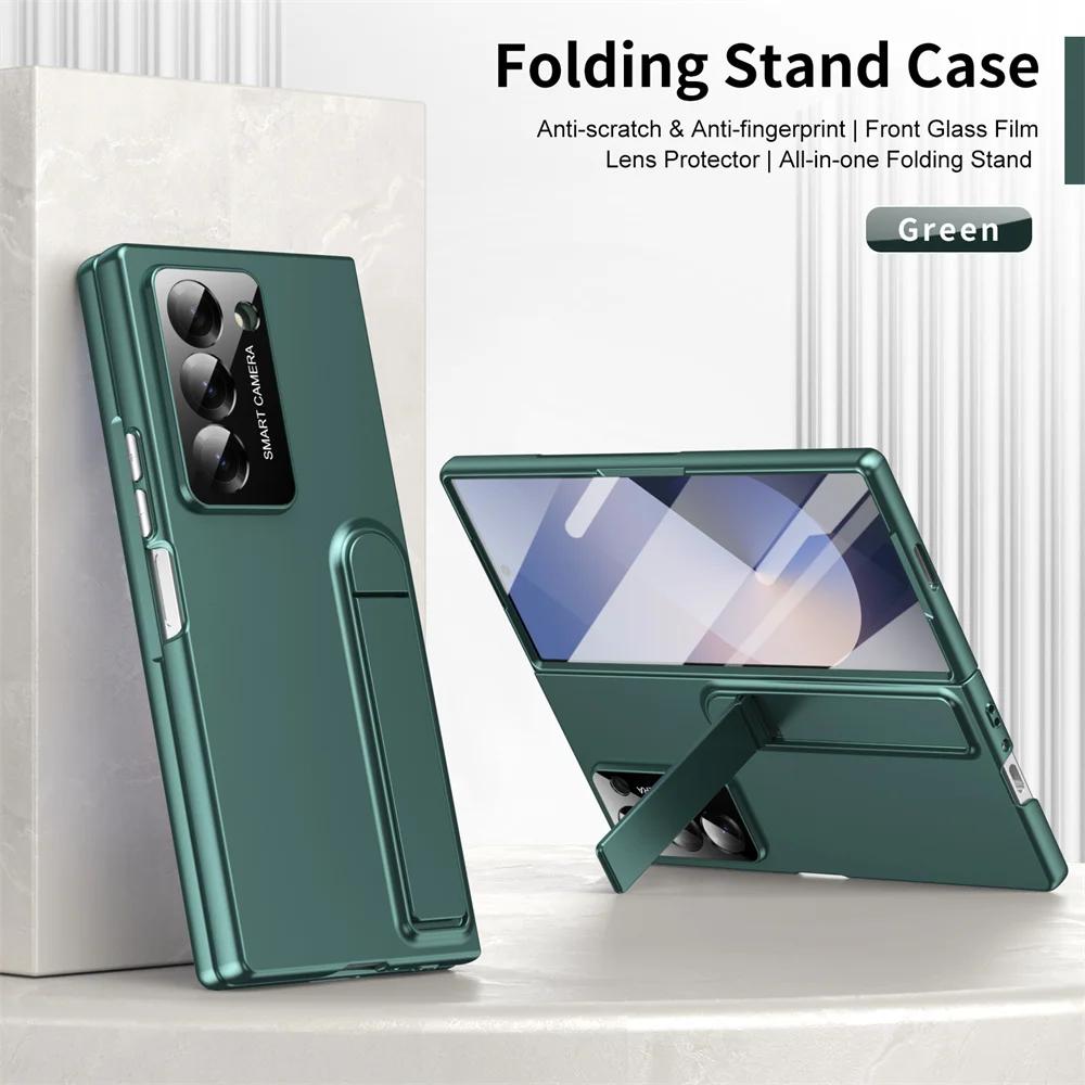 Пластиковый чехол-накладка с жестким каркасом для Samsung Galaxy Z Fold 6 5 4 3 Fold6 Fold5 Fold4 Fold3 с подставкой, защитная крышка