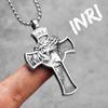 INRI Иисус Крест Религиозный Амулет Из Нержавеющей Стали Мужчины Женщины Ожерелья Подвески Цепи Панк Модные Ювелирные Изделия Креативный Подарок Оптовая Продажа