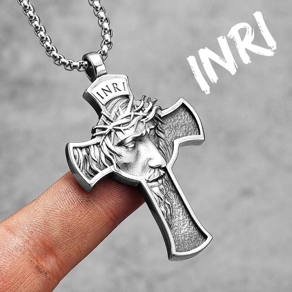 INRI Иисус Крест Религиозный Амулет Из Нержавеющей Стали Мужчины Женщины Ожерелья Подвески Цепи Панк Модные Ювелирные Изделия Креативный Подарок Оптовая Продажа