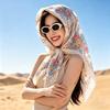90x90cm Floral Print Square Scarf Women Lightweight Chiffon Wrap Boho Chic Headscarf Beach Cover-Up
