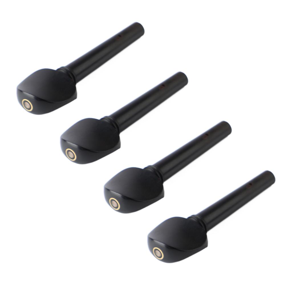 4PCS Viola Tuning Pegs Ebony Punching String Shaft Peg Replacement Violin Accessories Black