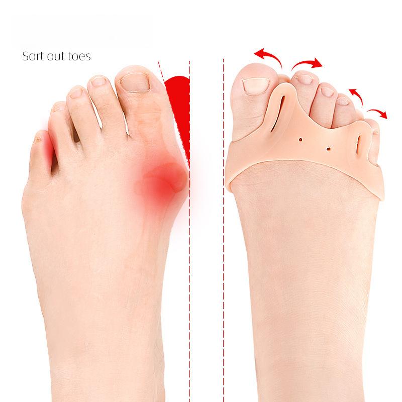 Double-hole Toe Splitter, Thickened Sole, Soft Shock Absorption and Pressure Relief Massage Forefoot Half-yard Pad, Hallux Valgus Orthosis