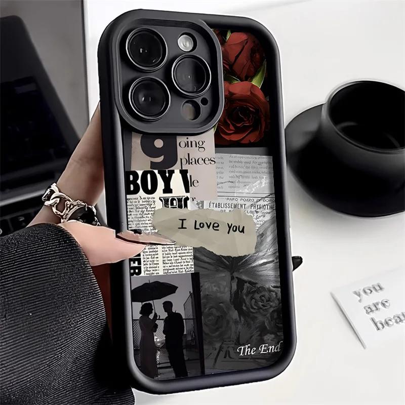 Personality Liquid Silicone Phone Case For iPhone 13 Case iPhone 15 11 14 12 16 Pro Max XR XS X 7 8 Plus SE Shockproof Cover