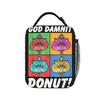 God Damnit Donut Cat Pop Art Insulated Lunch Bag Large Dungeon Crawler Carl Bag Tote Lunch Box College Picnic Food Bag