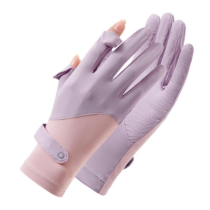 Sun Protection Gloves for Women Summer Coolness Outdoor Sun Protection Thin  Breathable  Anti Slip  Sports Cycling Ice Silk Finger Exposed Gloves