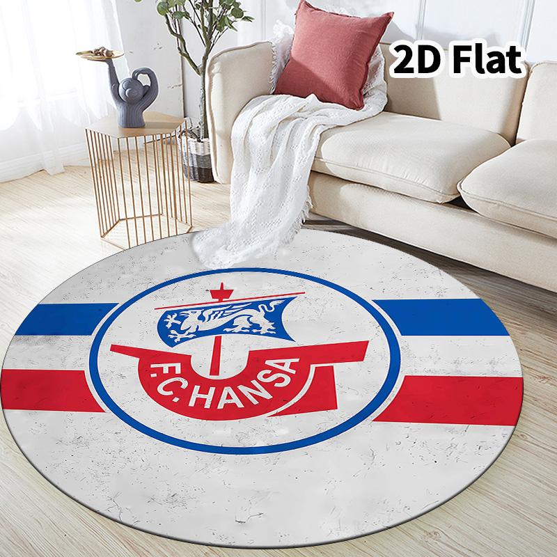 Fc Hansa Rostock Round Area Rug Carpet Rug For Living Room Bedroom Sofa Playroom Decor Nonslip Floor Mat