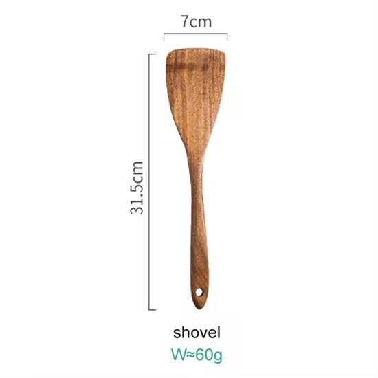 KEMORELA 1pc Teak Tableware Wooden Spoon Colander Spoon Special Nano Soup Skimming Cooking Spoon Cutlery Kitchen Accessory Tool4