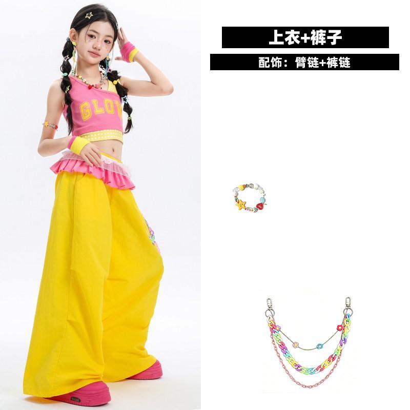 Girls Jazz Dance Costume Kids Hip Hop Performance Outfit Trendy Stage Wear