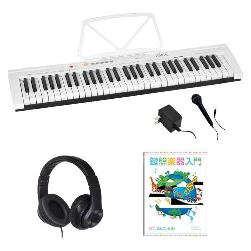 TORTE Electronic Keyboard, 61 Keys, Japanese Language, 300 Voices, Lightweight and Slim Design, TSDK-61/WH, Beginner's Edition, Includes Light Set wit