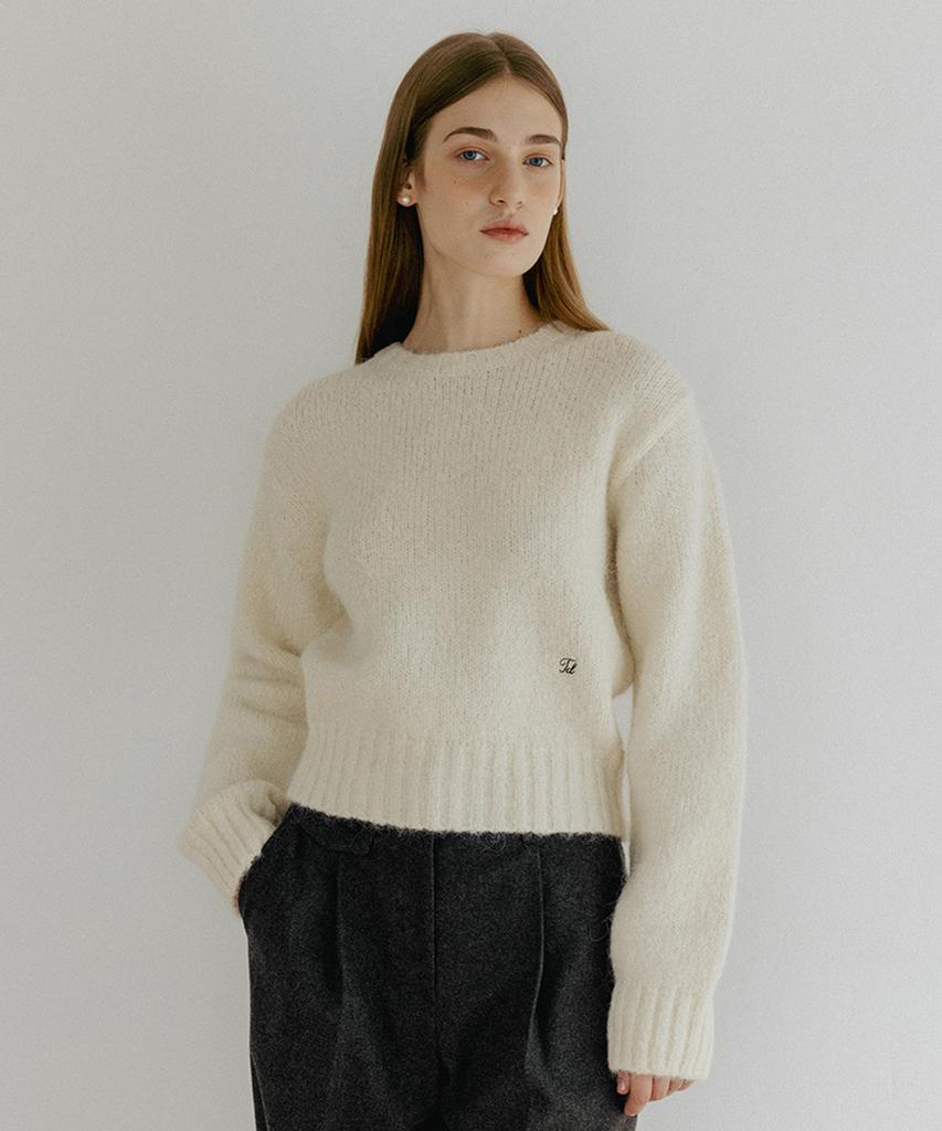 TTUDEMENT Alpaca Round Pullover Ivory