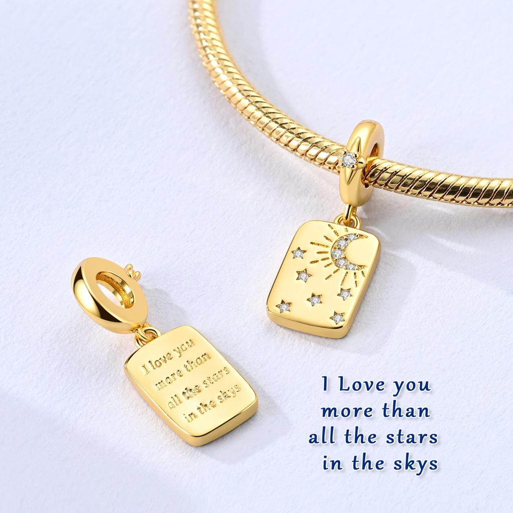 Original 925 Silver Charms Star Moon Sun Starry Sky Pendant Beads For Women Fit Bracelet DIY Fine Jewelry
