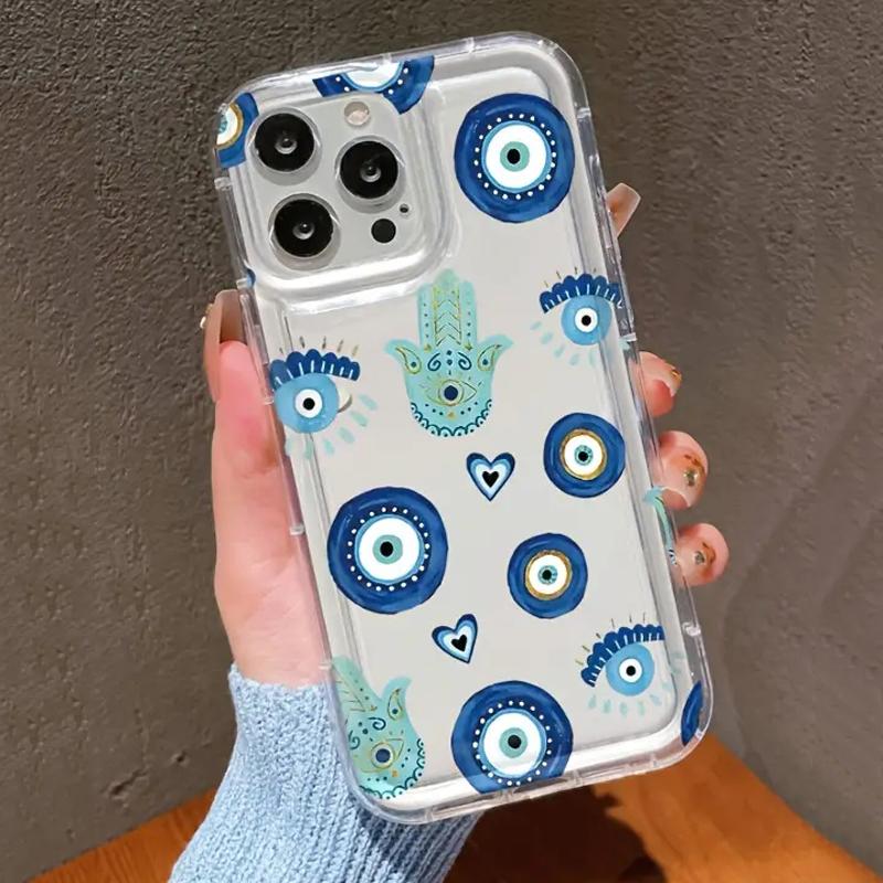 Счастливый Синий Глаз Сердце Чехол для Телефона Для IPhone 11 12 13 Pro 14 15 16 17 Pro Max 14 Plus 16E 17Air Прозрачный Силиконовый Мягкий Бампер Чехол