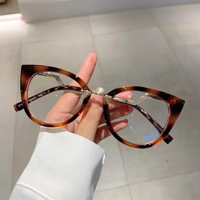 Vintage Cat Eye Glasses Anti Blue Light Luxury Designer Big Frame Eye Protection Reading Glasses for Women
