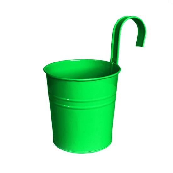 Hanging Metal Planter Flowerpot with Detachable Hook Drain Hole Railing Plant Pot for Balcony Garden