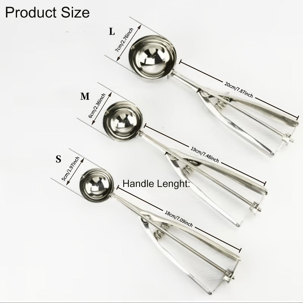 3Stainless steel cookie dough spoon for baking, cookie spoon with trigger release, ice cream spoon, baking fruit cookie spoon, cupcake spoon