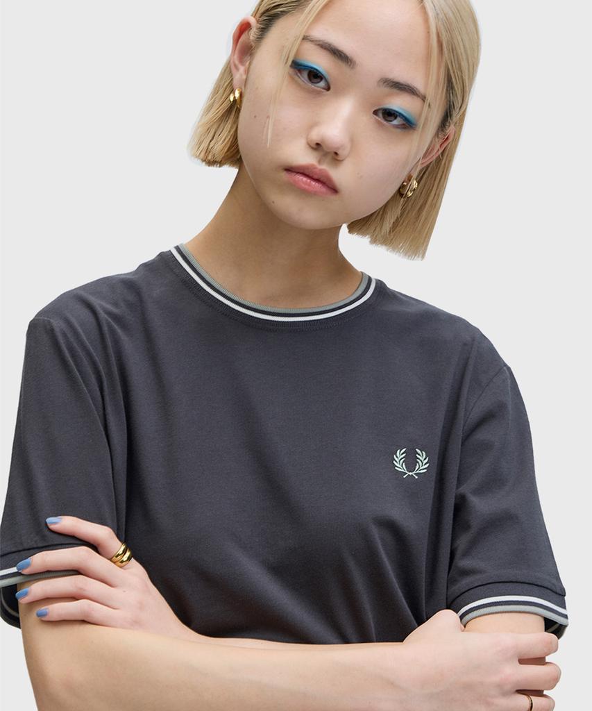 FRED PERRY [Sharp] Twin Tip T-Shirt - Anchor Grey/Ecru/Seagrass Afpm2611588-87A
