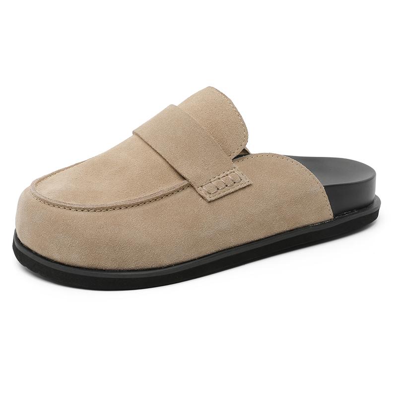 Мужские замшевые мюли-тапочки Удобная мужская обувь для ходьбы Для дома и улицы Мягкая подошва Дышащие балетки Ручная работа Мужская повседневная обувь