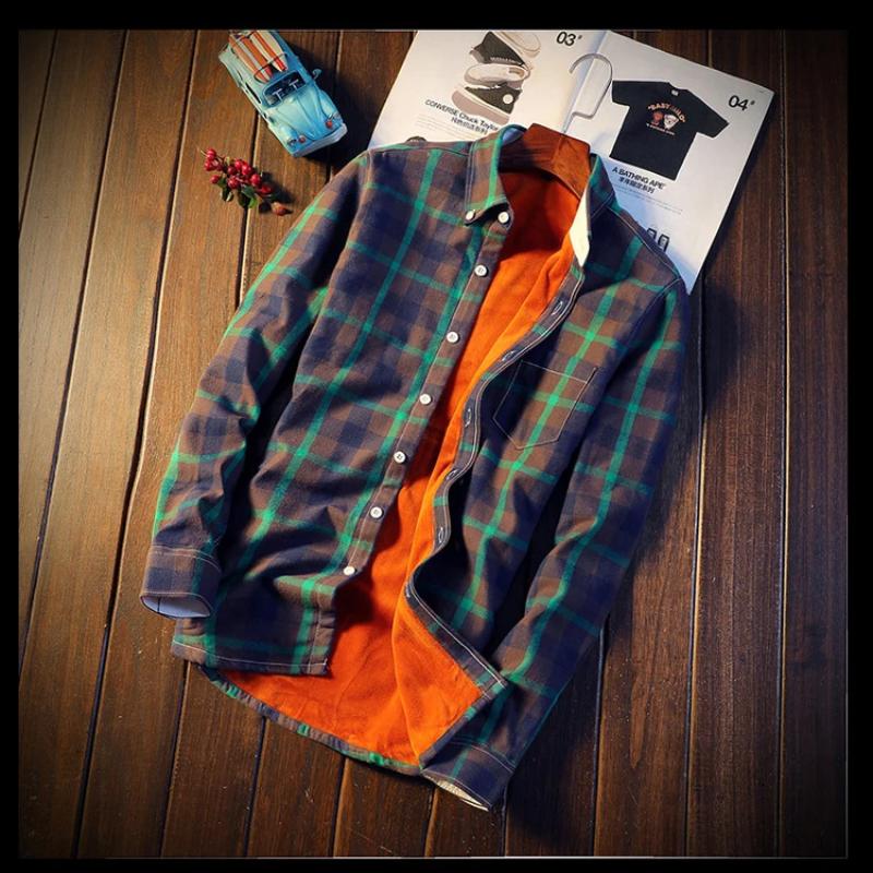 Осенне-зимние флисовые рубашки для мужчин, бархатные клетчатые рубашки, мужская одежда, повседневная фланелевая облегающая рубашка из чистого хлопка, мужской размер 5XL