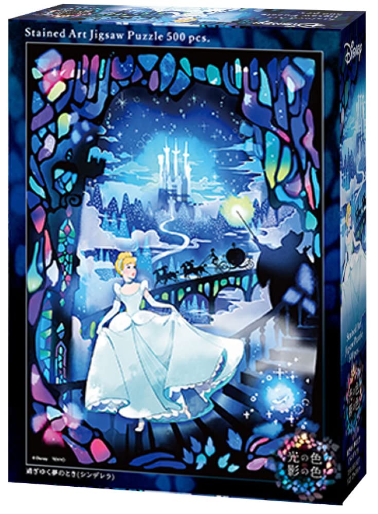 Tenyo in Stained Art Jigsaw Disney The Passing Dream x 36 with service (Made Japan) 500-piece Puzzle, Cinderella (25 cm) DSG-500-627, card.
