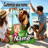 Custom Name Personalized Masha and The Bear Print Beach Towel, for Trip Camping Beach Party Home Decor, Birthday Gift for Family & Friends