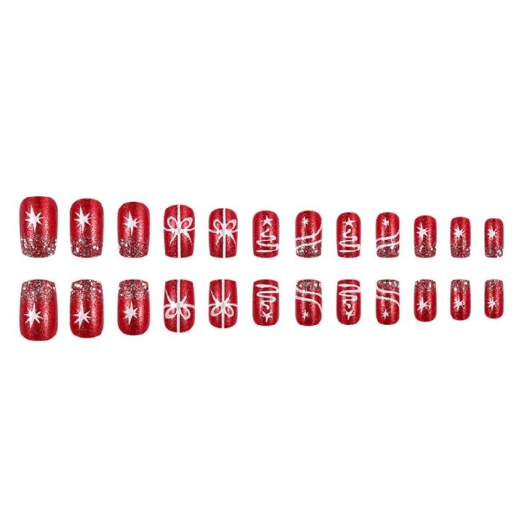 Элегантные блестящие рождественские накладные ногти Акриловые Full Cover Press on Nails для женщин Маникюр Дизайн ногтей 24 шт.