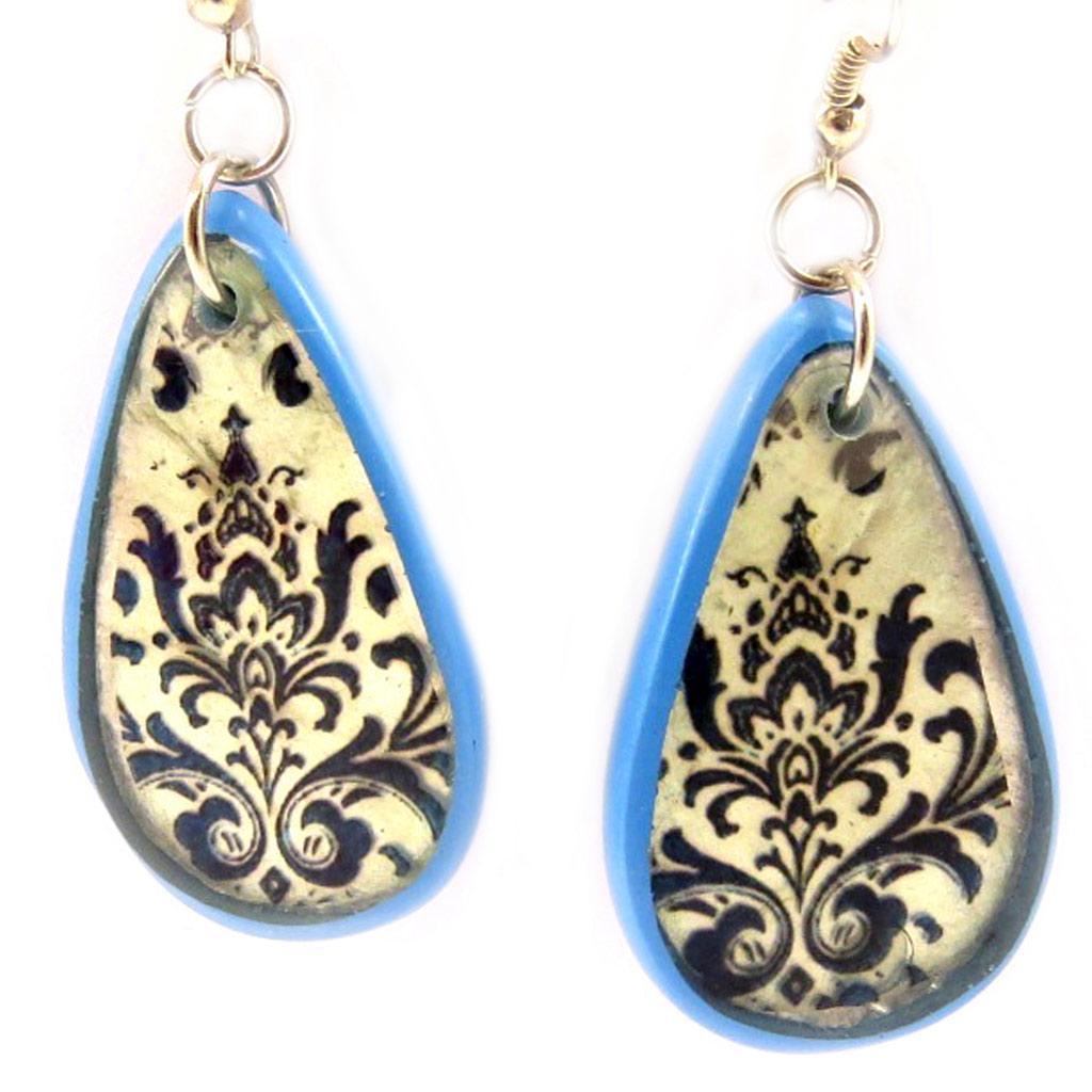 Les Trésors De Lily [L5226] - Designer Earrings 'Kilimanjaro' Blue Beige