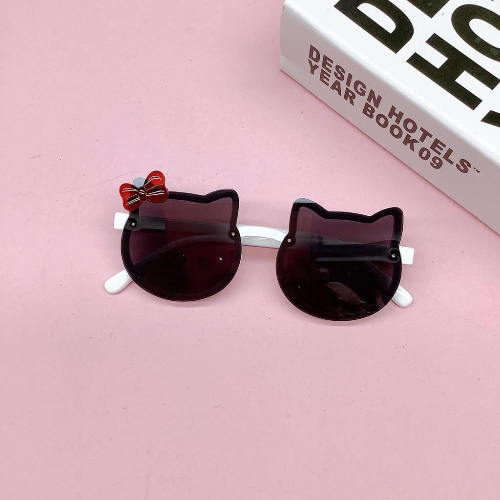Модные детские солнцезащитные очки с бантом, милые детские солнцезащитные очки в форме кошки, модные солнцезащитные очки для девочек