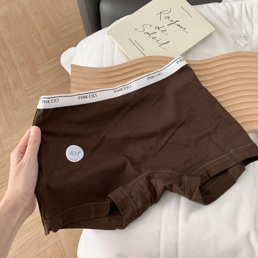 Ladies Spring and Autumn Simple Color Letter Pure Cotton 10A Anti Bacterial Mid Waist Flat Angle Underwear