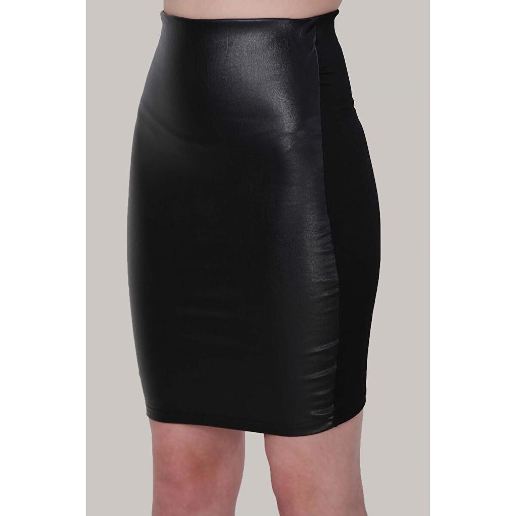 Женская кожаная юбка черная