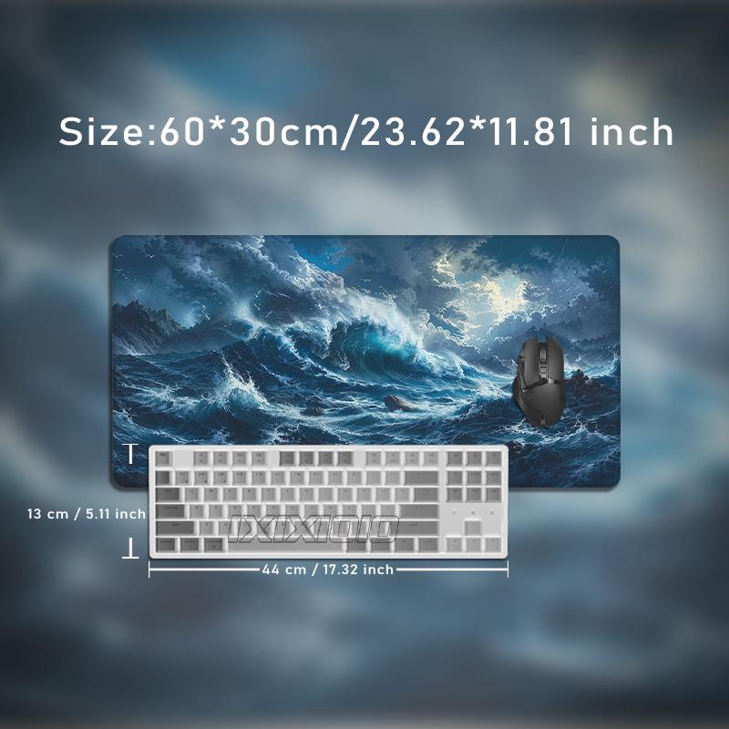 Mouse Pad Dark Blue Ocean Waves Gamer printon demand Computer Large Mousepad XXL MousePads Office Non-Slip Carpet Mice Pad