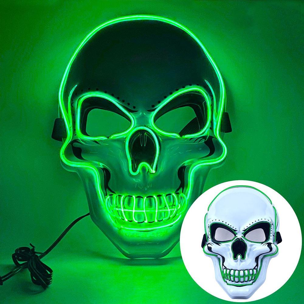 Horror Halloween Skull Mask Halloween LED Light LED Cold Light Mask Cosplay Costume Luminous Skull Mask Party Makeup Ball