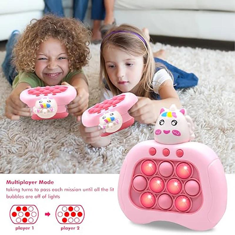 Push Quick Pop Fidget Toys Light Up Fidget Toy Electric Pop Bubble Game Controller Handheld Toys Birthday For Kids Girls