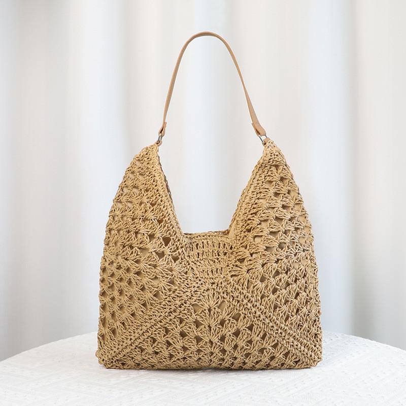 Hollow Out Woven Shoulder Bag With Polyester Lining For Daily Casual Wear