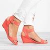 Summer Flat-bottomed Wedge Sandals Women's Large-size Belt Buckle Open-toe One-word High-heeled Sandals Women's