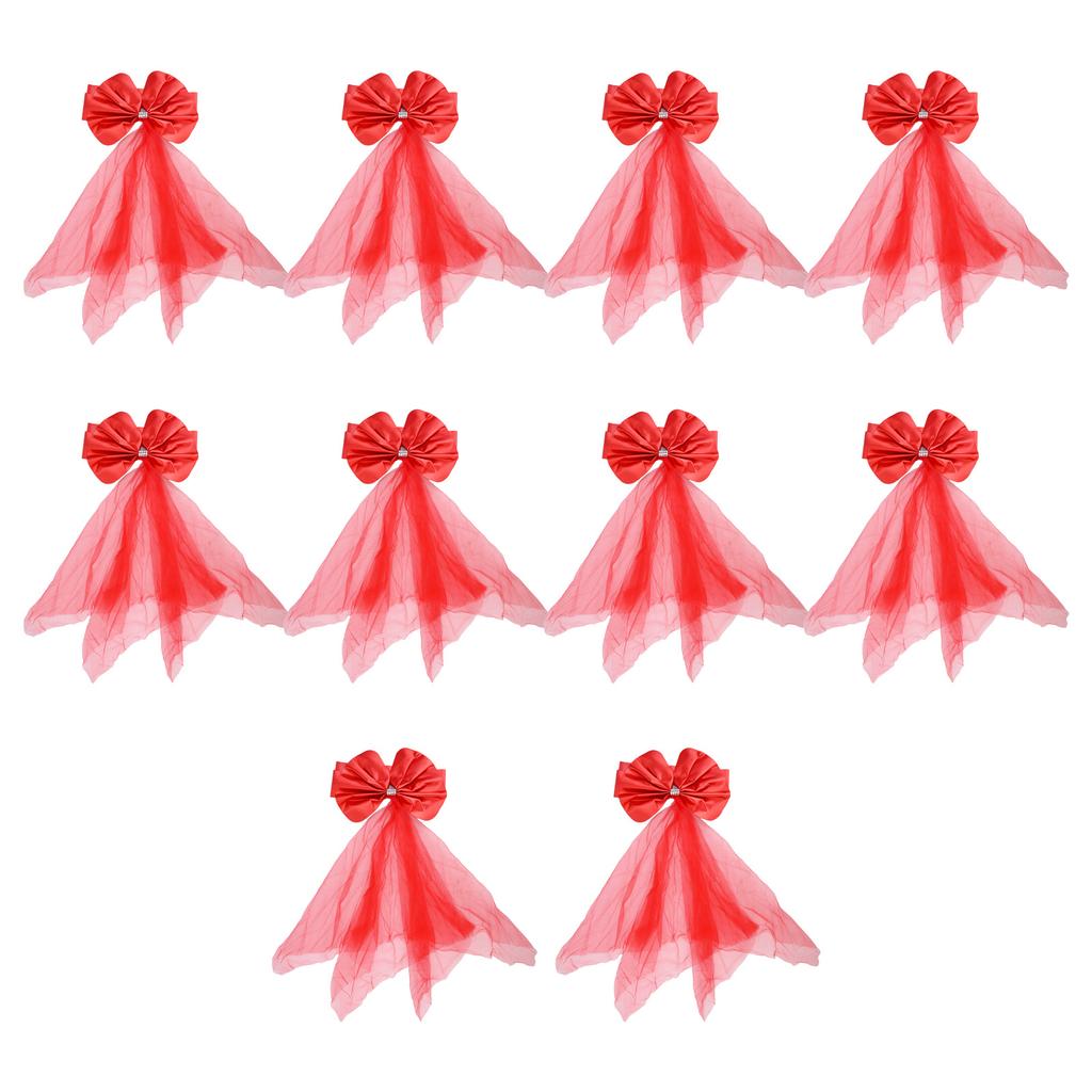 10Pcs Organza Chair Sashes Knot Bands Chair Bows For For Wedding Party Banquet Event Country Wedding Chair Decoration