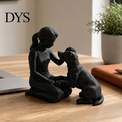 Художественная статуэтка человека и собаки, 3D-печать, девочка с фигуркой, минималистичная приседающая скульптура для дома, современная гуманоидная статуэтка, декор, исцеление