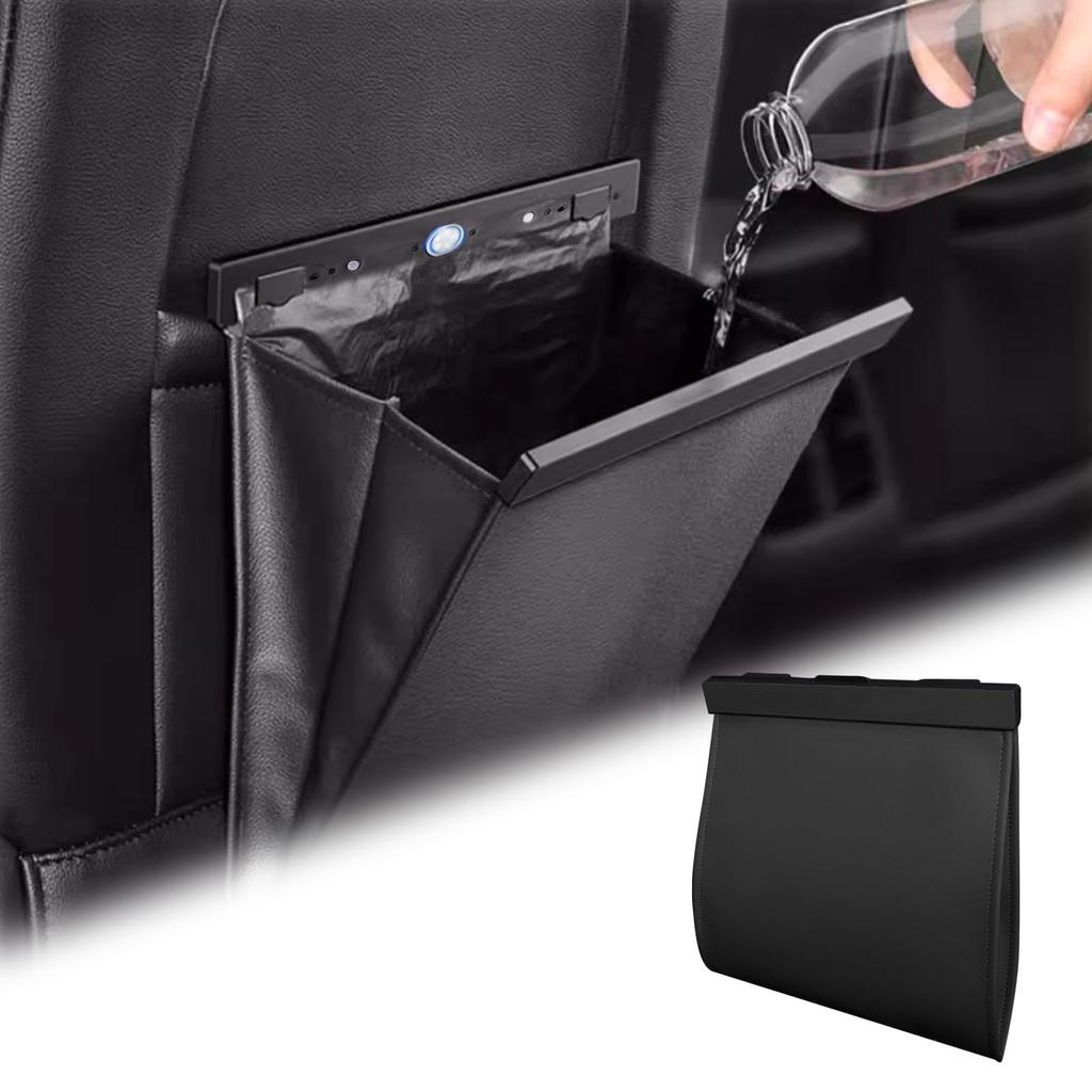 Car Trash PU Large Car Convenient Small Item Back Black Can, Multi-Vehicle Compatible, Magnetic, Waterproof, Multi-Functional, Leather, Capacity, 5kg,