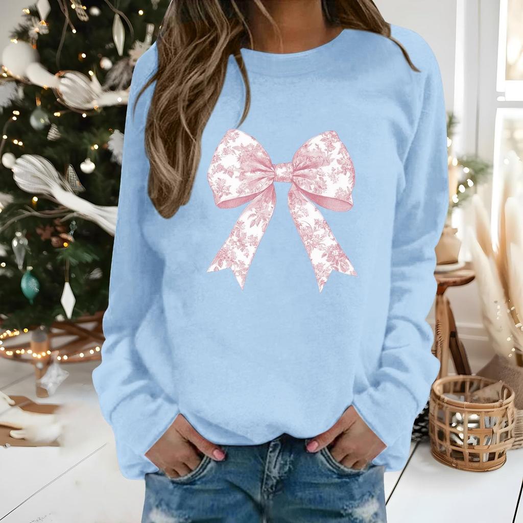 Women's Casual Fashion Printed Long Sleeve O-Neck Pullover Top Blouse