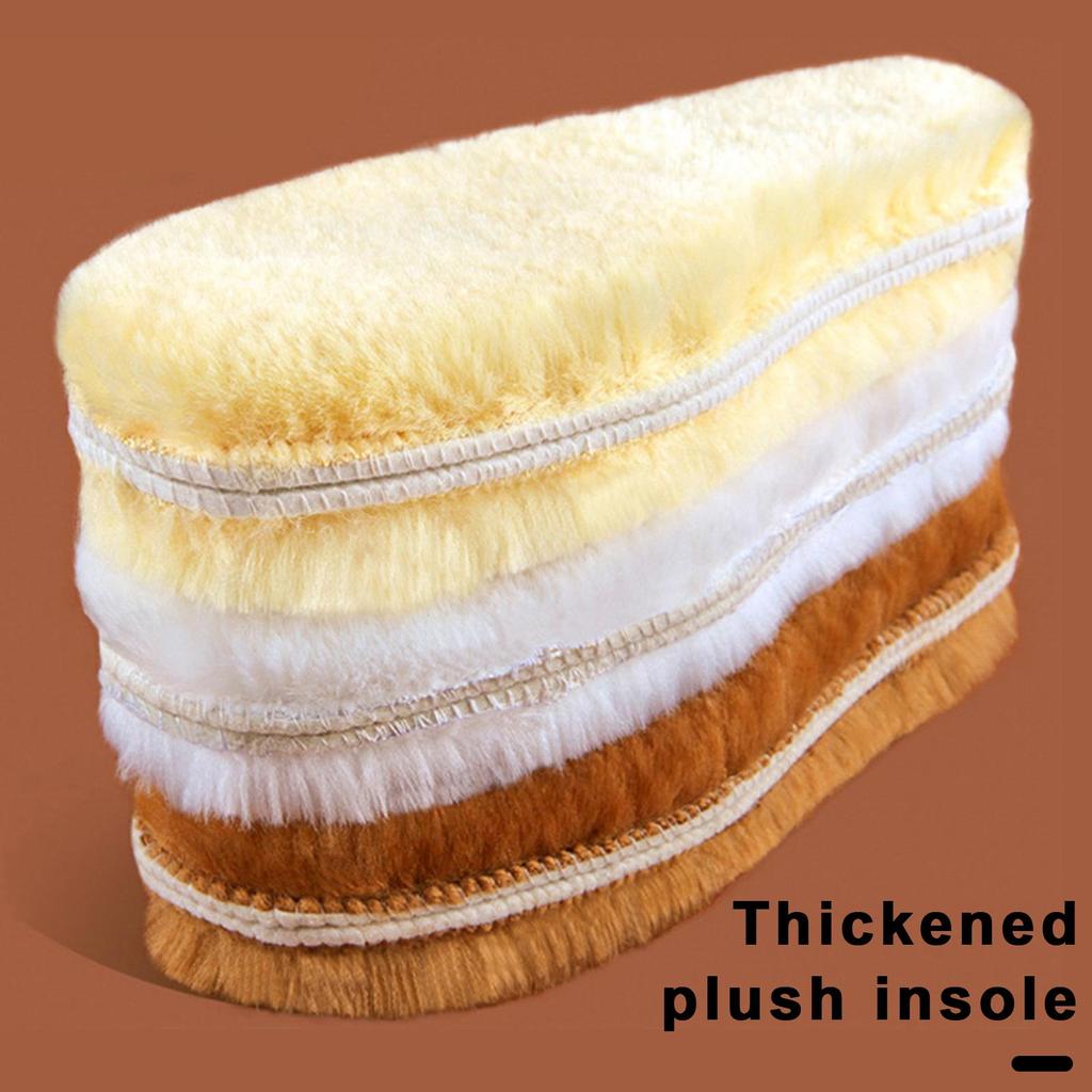 2 Pairs Shoe Insole Insert Fall Winter Warm Thick Fuzzy Wool Blend Soft Cushioning Men Women Snow Boot Inner Sole Foot Pad