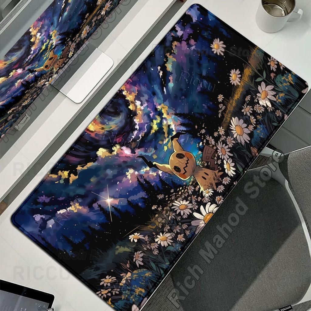 Gaming Mouse Pads Large Gamer Keyboard Pokemon Mimikyu Pattern Aesthetics Desk Mats Anime Gaming Non-slip PC Rubber Table Carpet