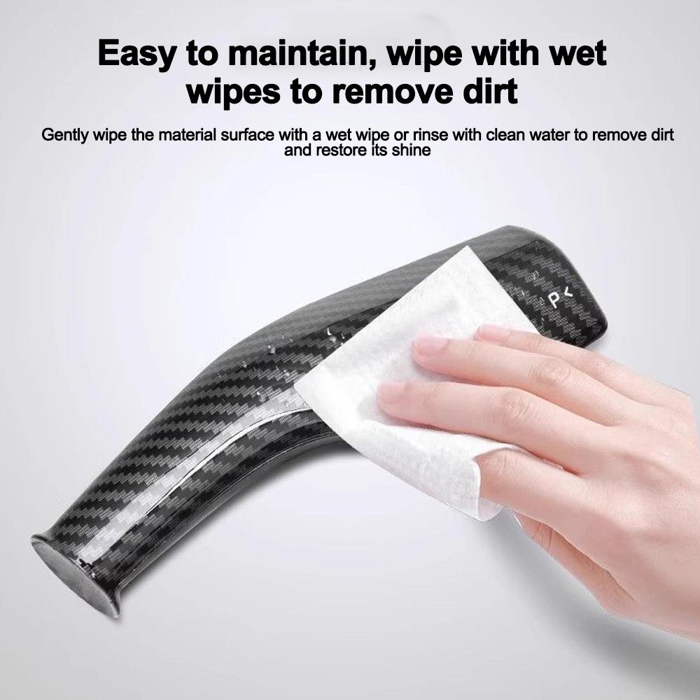 1 пара чехлов на рычаг переключения передач для Tesla Model 3 Y Защита ручки подрулевого переключателя Оболочка переключения с рисунком карбонового волокна Накладка на ручку переключения передач