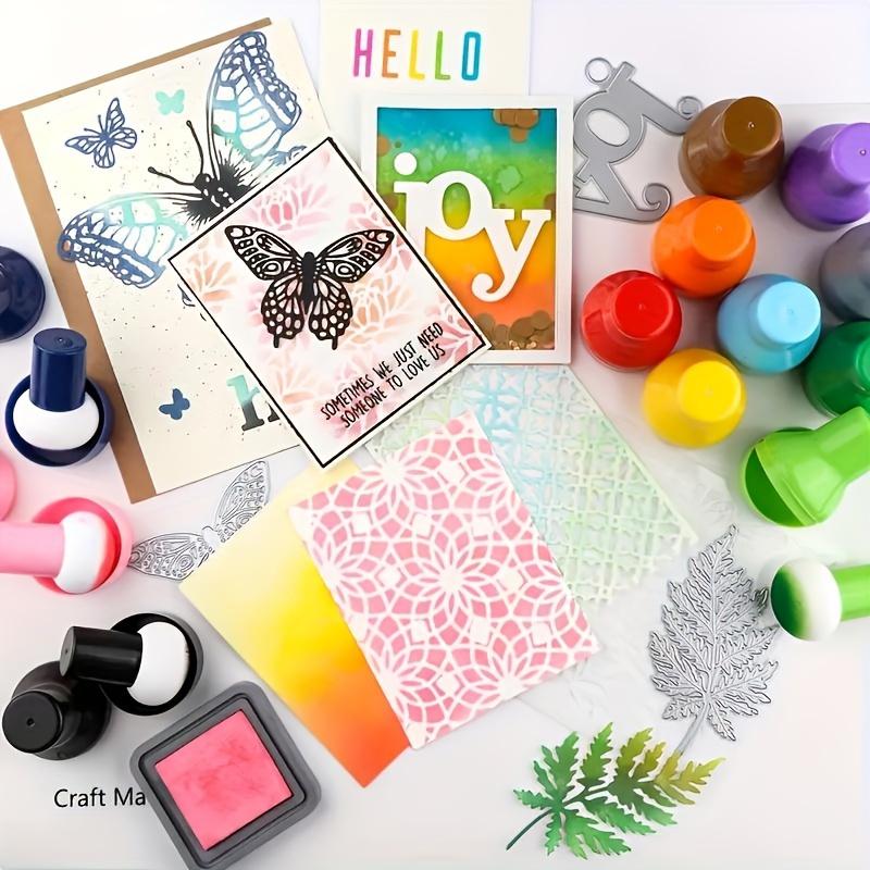 Набор из 9 кистей для трафаретов и губок-насадок разных цветов с ручками в форме тыквы для поделок, для сухого и влажного использования - насадки для нанесения чернил для скрапбукинга