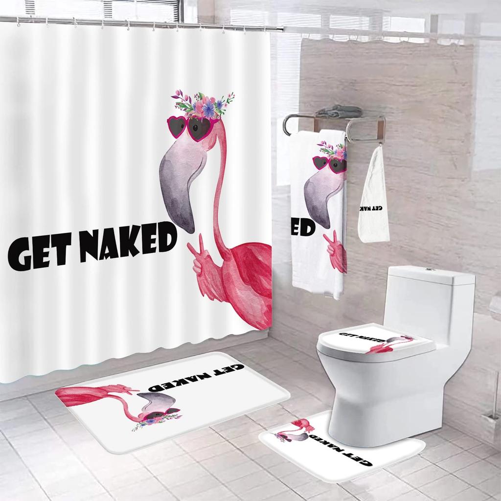 Наборы занавесок для душа Get Naked с нескользящим ковриком, крышкой для унитаза, ковриком для ванной, сексуальными губами, набор занавесок для ванной, красный поцелуй, водонепроницаемый