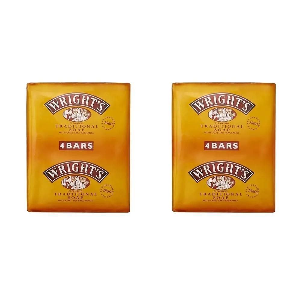 Традиционное мыло Wrights 125 г (2 упаковки по 4 шт.) Традиционное мыло Wrights с ароматом дегтя, упаковка 125 г