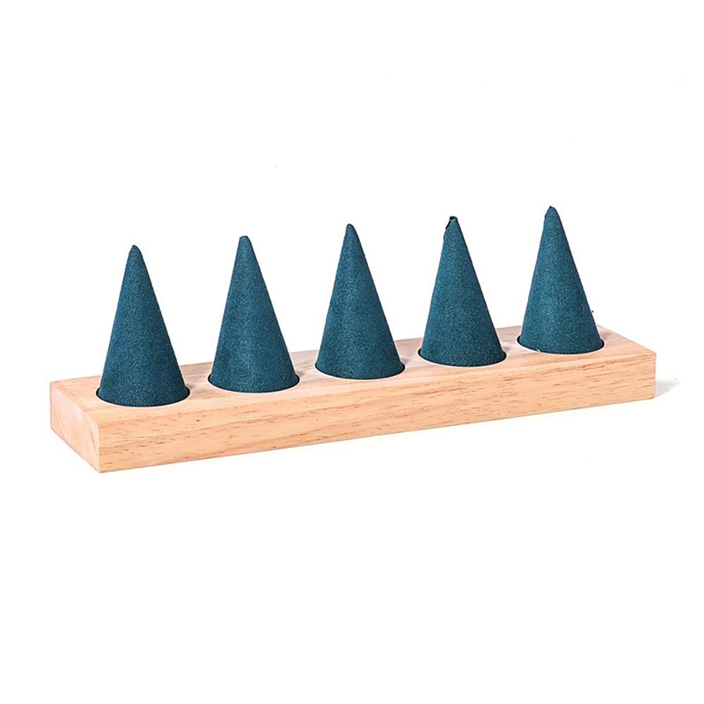 Jewelry Display Cone Shape Rings Holder Storage Rack Wooden Rings Organizer Girls Women