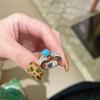 Простые инкрустированные кольца с одним бриллиантом, матовые, с четырьмя крапанами, бирюзовые, для женщин. Неправильное кольцо-бусина, круглое, сатиновое. Ювелирное изделие