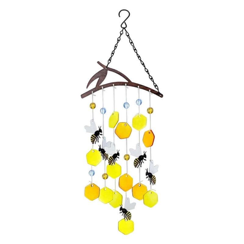 Bees Pattern Wind Chimes Glass Artisanal Craft For Porch Garden Decoration Memorial Accessories Harmonious Outdoors top sale