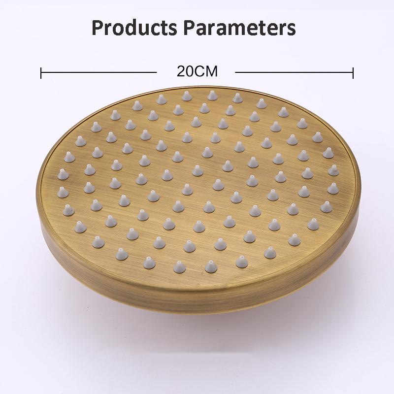 Antique Brass Shower Head Wall Mounted Round Brass Rainfall Shower Faucet Head 8" Shower Replace Head