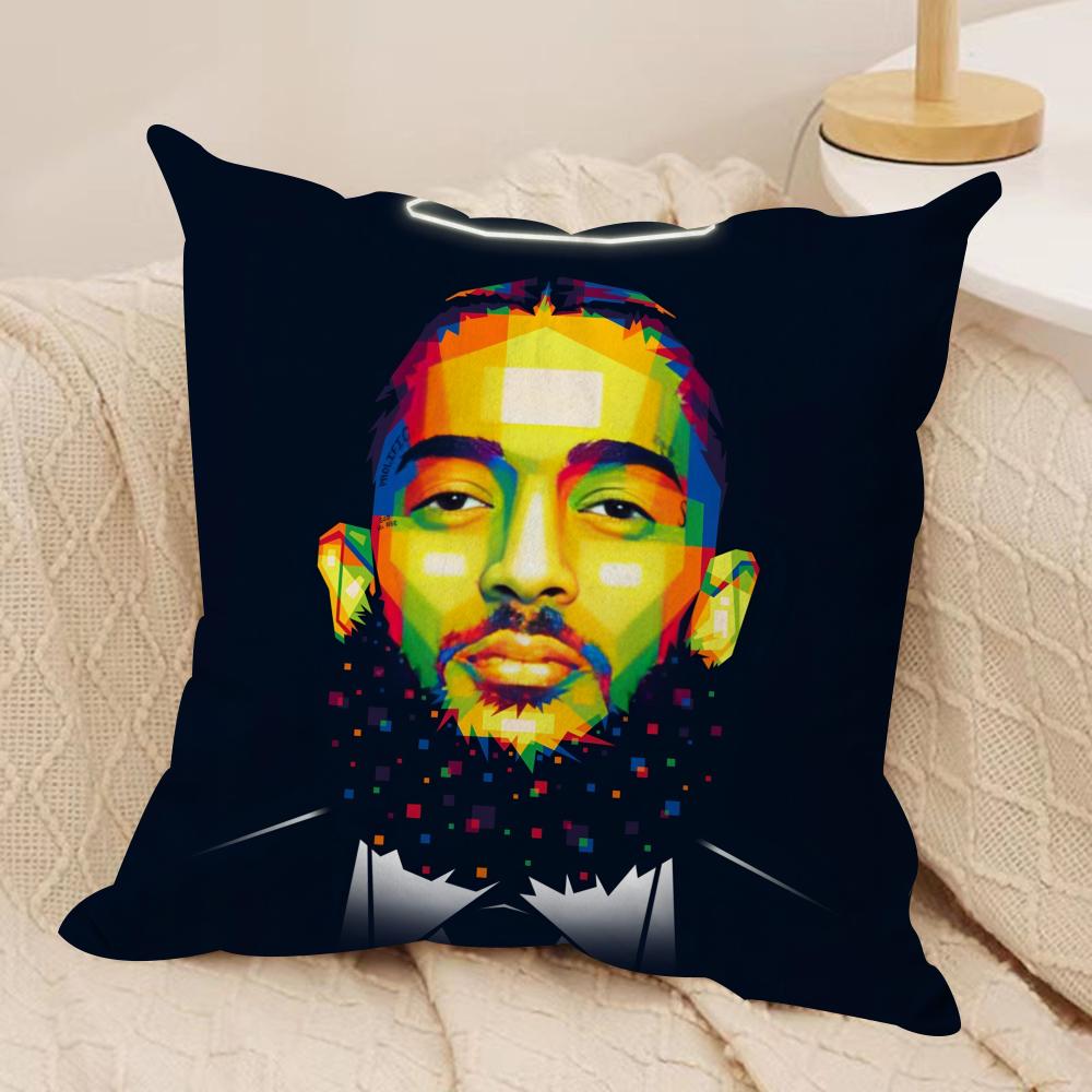 RAPPER NNipsey HHussle Cushion Cover Soft Plush Fabric DoubleSided Printed Cushion Covers for All Seasons Home Decor