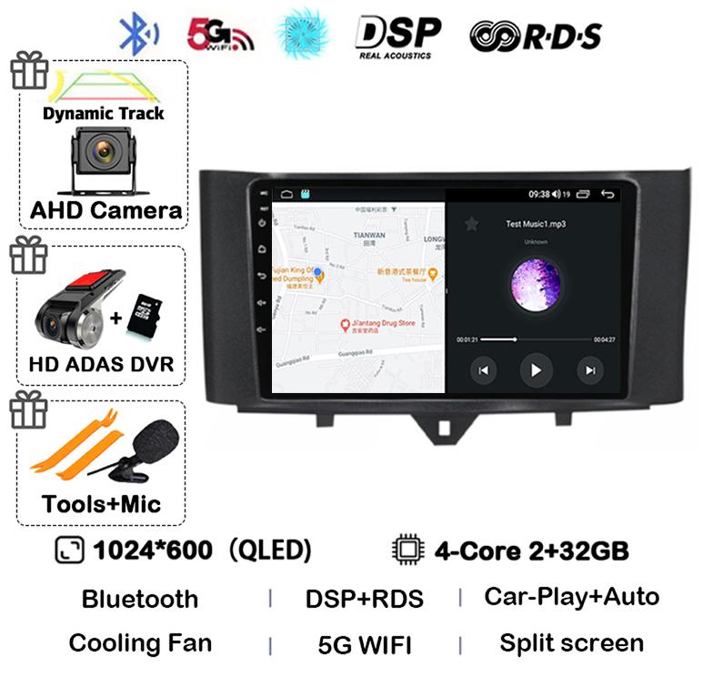 Android 14 Carplay автомобильное радио для Mercedes Benz Smart Fortwo 2006 -2011 2012 2013 2014 2015 мультимедийный видеоплеер GPS стерео 4G
